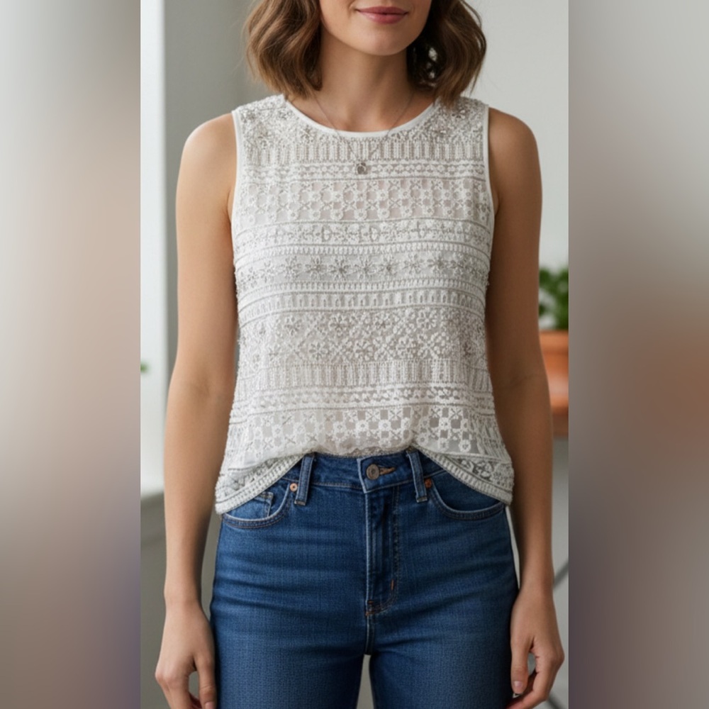 Alice + Olivia Beaded Sleeveless Top
